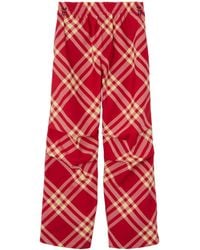 Burberry - Wide-leg Checked Cargo Trousers - Lyst