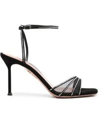 Aquazzura - Crystal-Embellished Mesh Sandals - Lyst