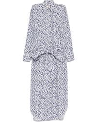 Plan C - Printed Poplin Maxi Dress - Lyst