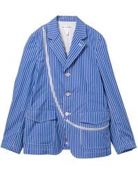 Comme des Garçons - Stripe-Pattern Zip-Detail Suit Jacket - Lyst