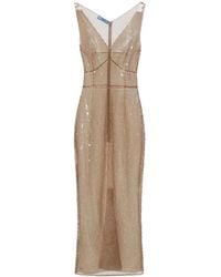 Prada - Tulen Midi-Jurk Met Pailletten - Lyst