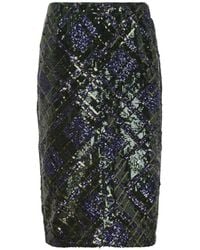 N°21 - Midi Sequin-Embellished Checked Skirt - Lyst