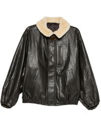Ssstein - Mouton-Collar Leather Zip Jacket - Lyst