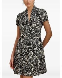 Ralph Lauren - Floral-Print Short-Sleeve Mini Dress - Lyst