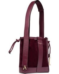 Lancel - Elles Suède Bucket-Tas Met Leren Afwerking - Lyst