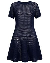 Brunello Cucinelli - Mesh-Knit Short-Sleeve Mini Dress - Lyst