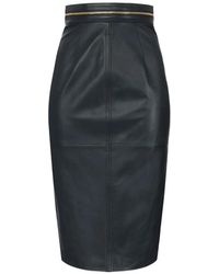 Elisabetta Franchi - Leather Skirt With Zip - Lyst
