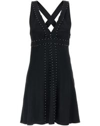 Giovanni bedin - Pearl-Appliqué V-Neck Mini Dress - Lyst