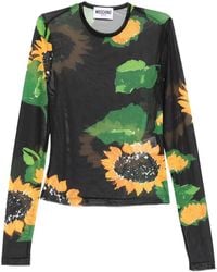 Moschino - Sheer Long-Sleeve Top With Sunflower Print - Lyst
