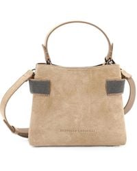 Brunello Cucinelli - Mini Essence Monili-Embellished Suede Tote Bag - Lyst