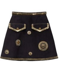 Versace - Embroidered Suede Mini Skirt - Lyst