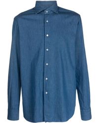 Xacus - Spread-Collar Cotton Shirt - Lyst