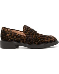 Gianvito Rossi - Leopard-print Leather Loafers - Lyst
