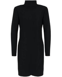 Emporio Armani - Technical-Cady High-Neck Long-Sleeve Dress - Lyst