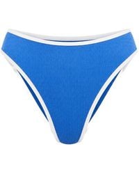 Seafolly - Beach Bound Textured-Finish Contrast-Trim Bikini Bottoms - Lyst