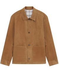 BOSS - Suede Button-Up Leather Jacket - Lyst