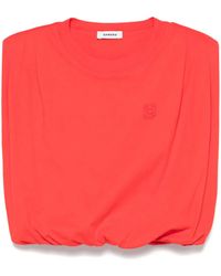 Sandro - Cropped Draped T-Shirt - Lyst