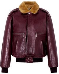 Rabanne - Shearling-Collar Leather Bomber Jacket - Lyst