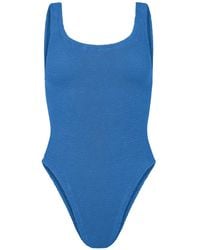 Hunza G - Square-neck Textured Swimsuit - Women's - Nylon/spandex/elastane - Lyst