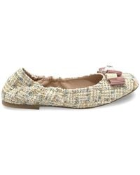 Casadei - Bow-Detail Tweed Ballet Flats - Lyst