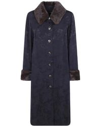 RIXO London - Jonah Jacquard Fur-Trim Coat - Lyst