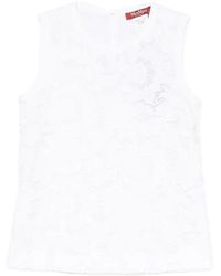 Max Mara - Street Floral-Lace Sleeveless Blouse - Lyst
