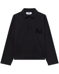 MSGM - Logo-Patch Long-Sleeve Polo Shirt - Lyst