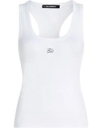 KARL LAGERFELD - Autograph Ribbed Tank Top - Lyst