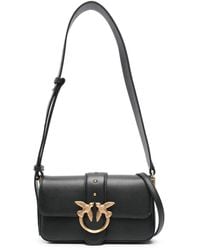 Pinko - Borsa Eine Spalla Morbida Mini Liebesbeutel in Pelle Nero/Antique Gold - Lyst