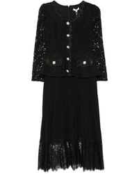 Paperlace - Lace-Panelled Pleated Midi Dress - Lyst