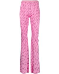 Versace - La Greca Jacquard Flared Trousers - Lyst
