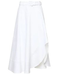 Cinq À Sept - Zelda Jean Belted Asymmetric Midi Skirt - Lyst