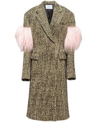 Prada - Faux Fur Herringbone Coat - Lyst
