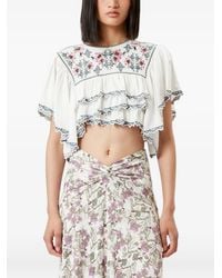 Isabel Marant - Sana Embroidered Ruffled Blouse - Lyst