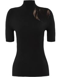 Wolford - Mesh-Panel Mock-Neck Top - Lyst