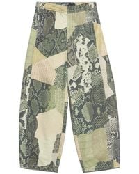 Bimba Y Lola - Barrel Snake-Patchwork Adjustable-Waist Denim Trousers - Lyst