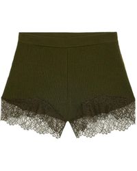Blumarine - Geribbelde Shorts Met Kanten Afwerking - Lyst