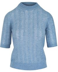 Veronica Beard - Shana Cable-Knit Short-Sleeve T-Shirt - Lyst