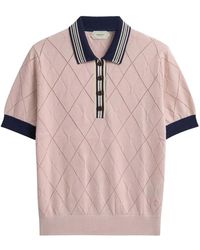 Pringle of Scotland - Textured Argyle-Pattern Polo Top - Lyst
