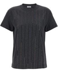 Brunello Cucinelli - T-Shirt A Righe Con Paillettes - Lyst