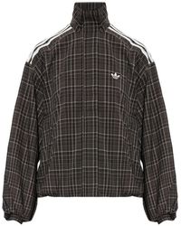 adidas - Check-Pattern High-Neck Track Jacket - Lyst