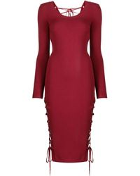 Fleur du Mal - Lace-Up Knit Midi Dress - Lyst