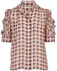 FRAME - The Gillian Geruite Blouse Met Ruches Op De Mouwen - Lyst