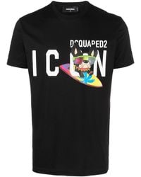 DSquared² - T-Shirt Icon Con Surf Bulldog - Lyst