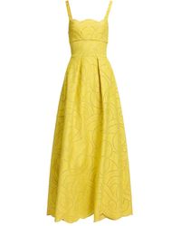 Elie Saab - Embroidered Cotton Midi Dress - Lyst