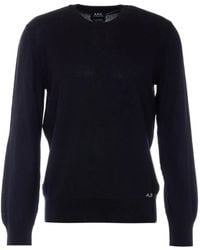 A.P.C. - Embroidered-Logo Crew-Neck Sweater - Lyst