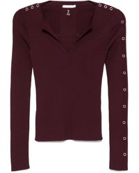 Patrizia Pepe - V-Neck Ribbed Sweatshirt - Lyst