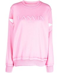 Lanvin - Embroidered-logo Crew-neck Sweatshirt - Lyst