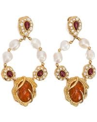 Roberto Cavalli - Pearl Embellished Chandelier Earrings - Lyst