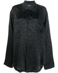 Balenciaga - Long-print Silk Shirt - Lyst